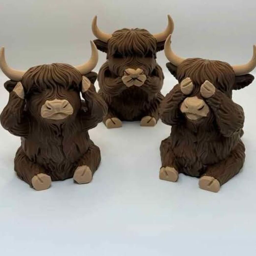 Highland Cow See No Evil Figurines Set